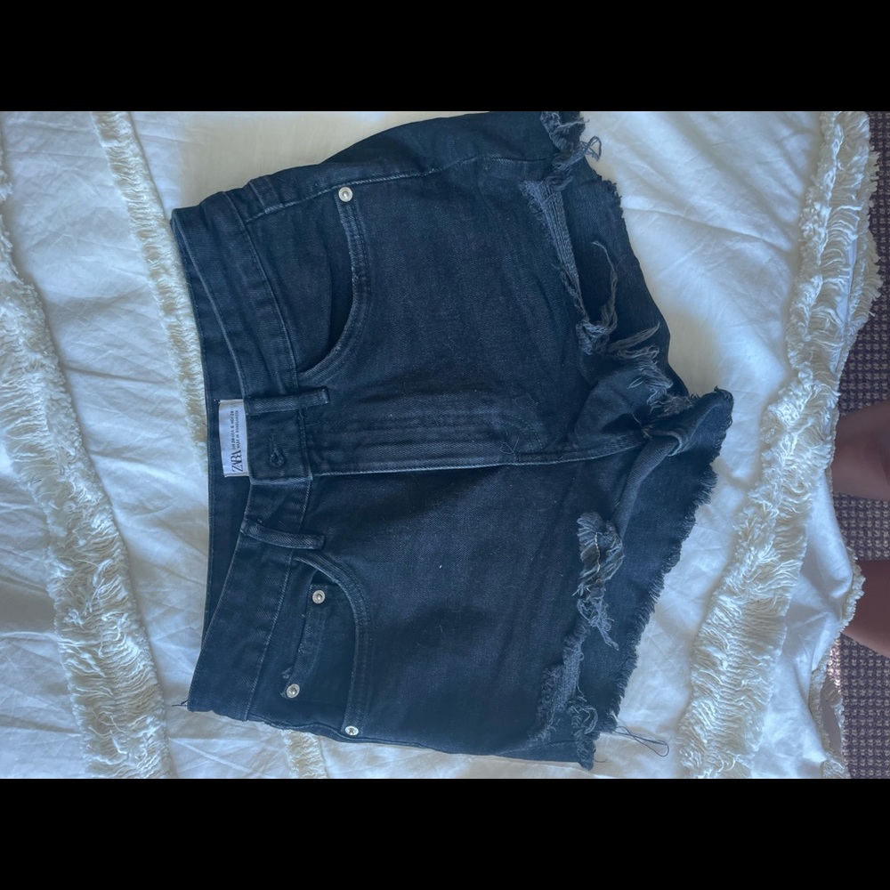 Zara black jean shorts